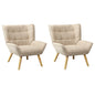 2x Armchair Sofa Lounge Fabric Upholstered Tub Beige