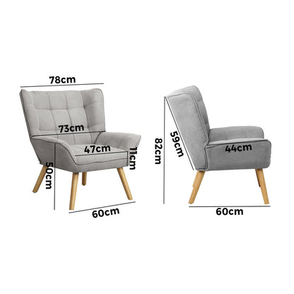 Armchair Accent Chairs Sofa Lounge Fabric Upholstered Tub Chair Grey
