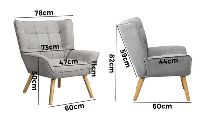 Armchair Accent Chairs Sofa Lounge Fabric Upholstered Tub Chair Grey
