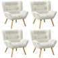 4x Armchair Sofa Lounge Sherpa Upholstered Tub White