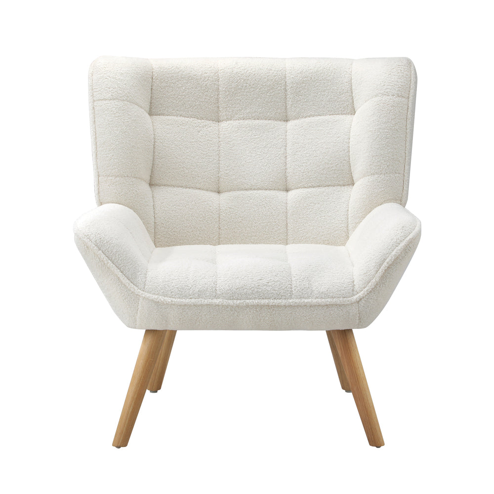 4x Armchair Sofa Lounge Sherpa Upholstered Tub White