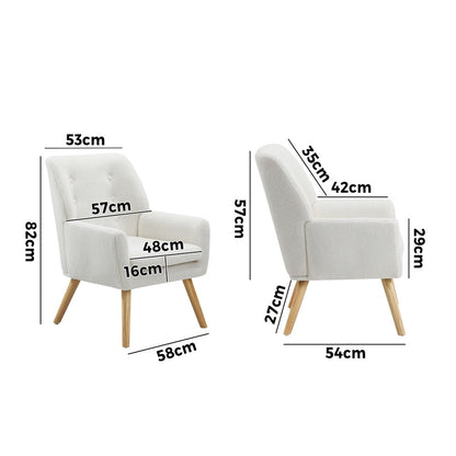 4x Armchair Lounge Chair Sherpa Tub Chairs Sofa White