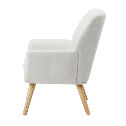 4x Armchair Lounge Chair Sherpa Tub Chairs Sofa White