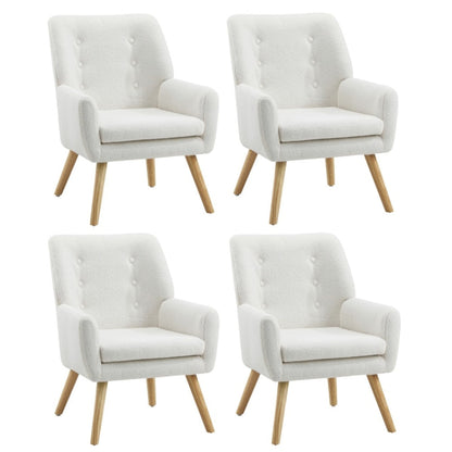 4x Armchair Lounge Chair Sherpa Tub Chairs Sofa White