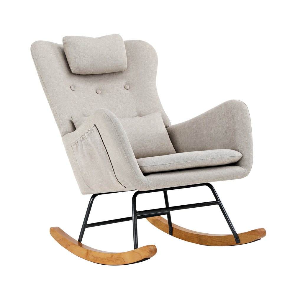 4x Rocking Chair Nursing Armchair Sherpa 2 Pillow White