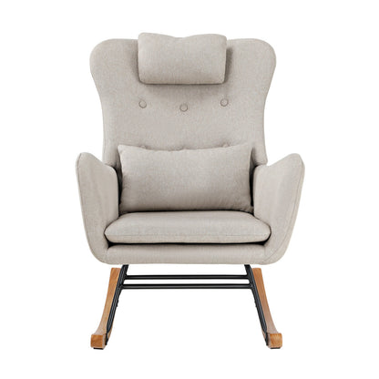 4x Rocking Chair Nursing Armchair Sherpa 2 Pillow White