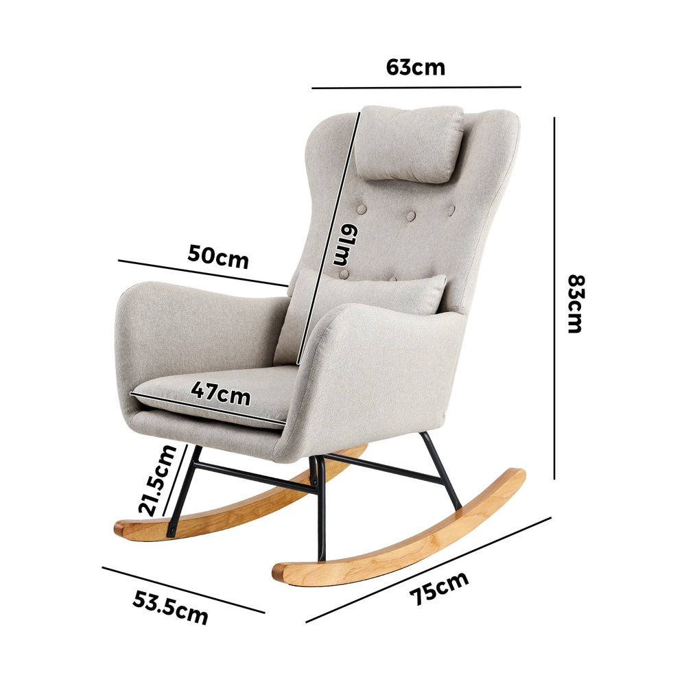 4x Rocking Chair Nursing Armchair Sherpa 2 Pillow White