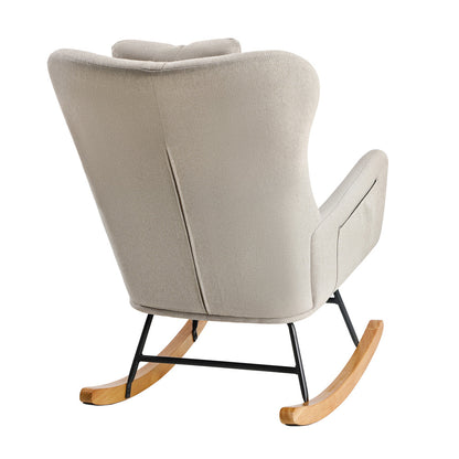 4x Rocking Chair Nursing Armchair Sherpa 2 Pillow White