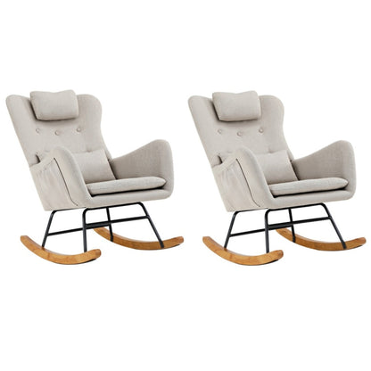 4x Rocking Chair Nursing Armchair Sherpa 2 Pillow White