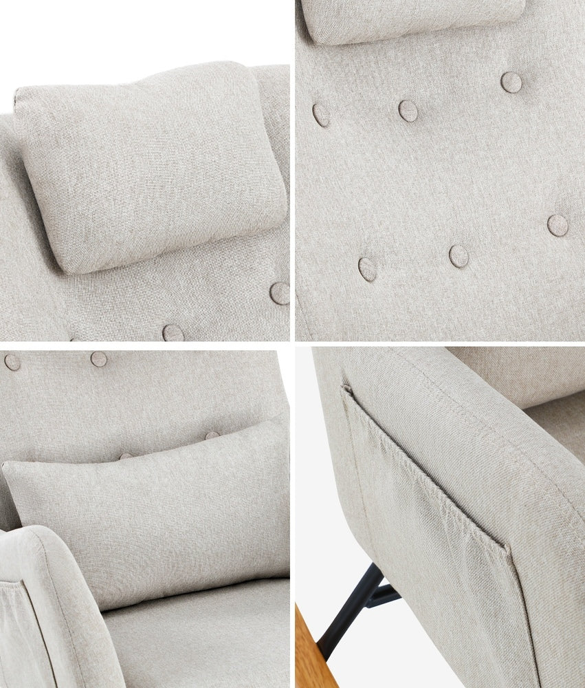 4x Rocking Chair Nursing Armchair Sherpa 2 Pillow White