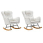 2x Rocking Chair Nursing Armchair Sherpa 2 Pillow White