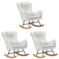 3x Rocking Chair Nursing Armchair Sherpa 2 Pillow White