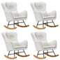 4x Rocking Chair Nursing Armchair Sherpa 2 Pillow White