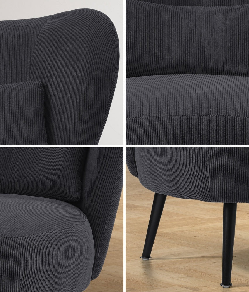 4x Armchair with Lumbar Pillow Wingback Boucle White