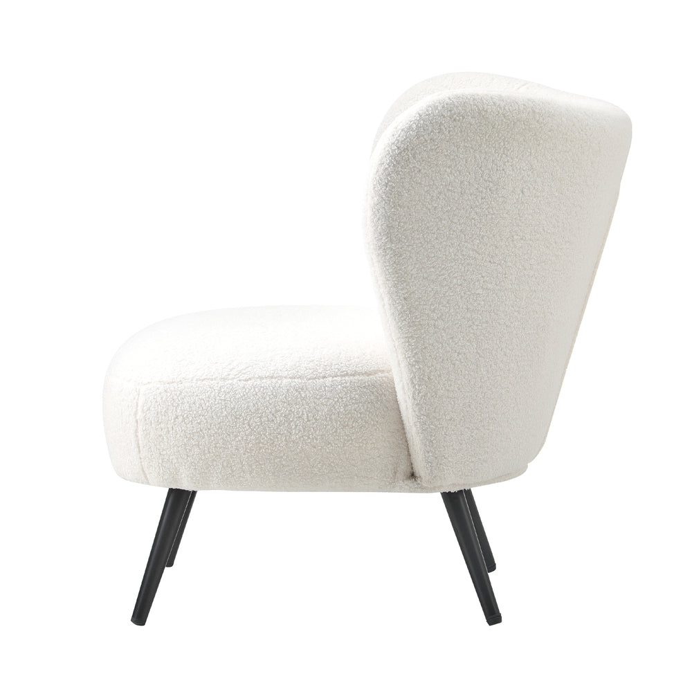 4x Armchair with Lumbar Pillow Wingback Boucle White