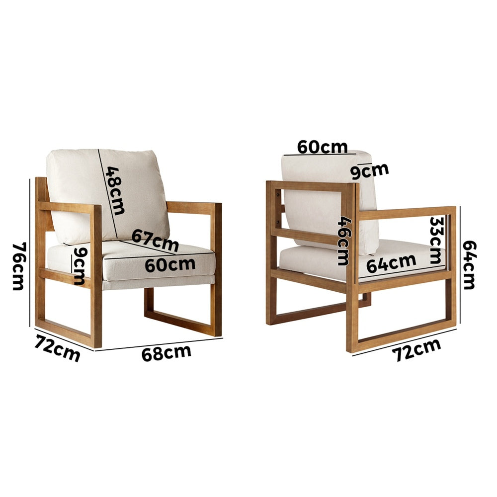 2x Armchair Lounge Sofa Chair Fabric Tub Couches