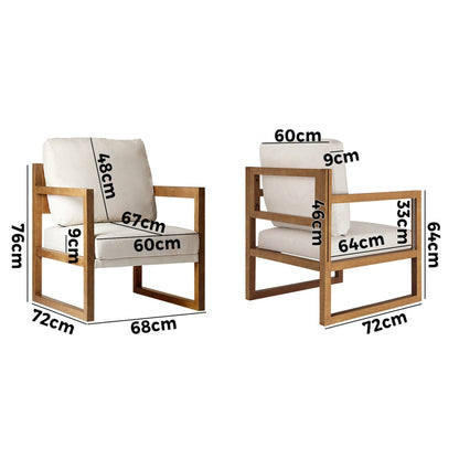 2x Armchair Lounge Sofa Chair Fabric Tub Couches