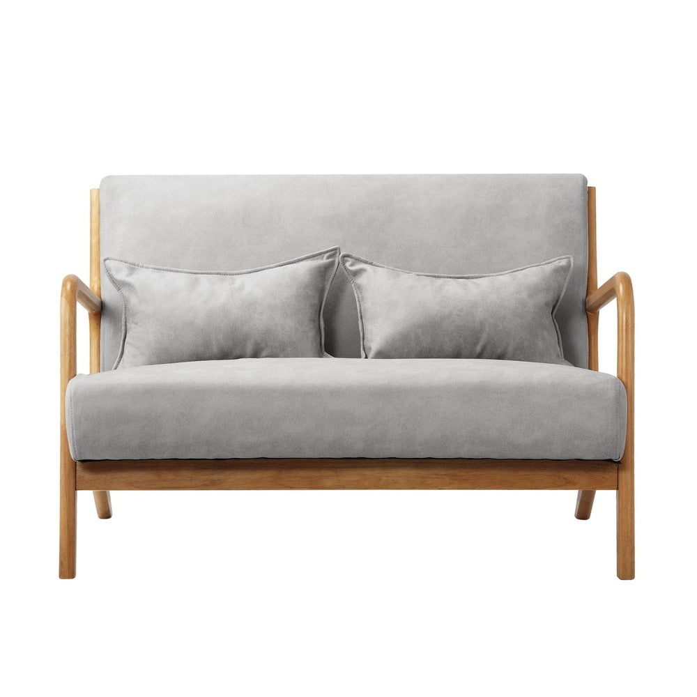 2PCS Armchair Lounge set 1/2 Seater 2 Pillows Fabric Grey