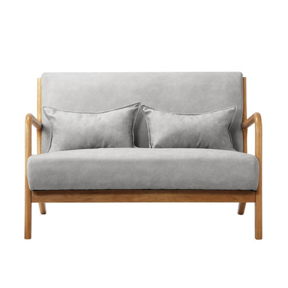 3PCS Armchair Lounge set 1/2 Seater 2 Pillows Fabric Grey