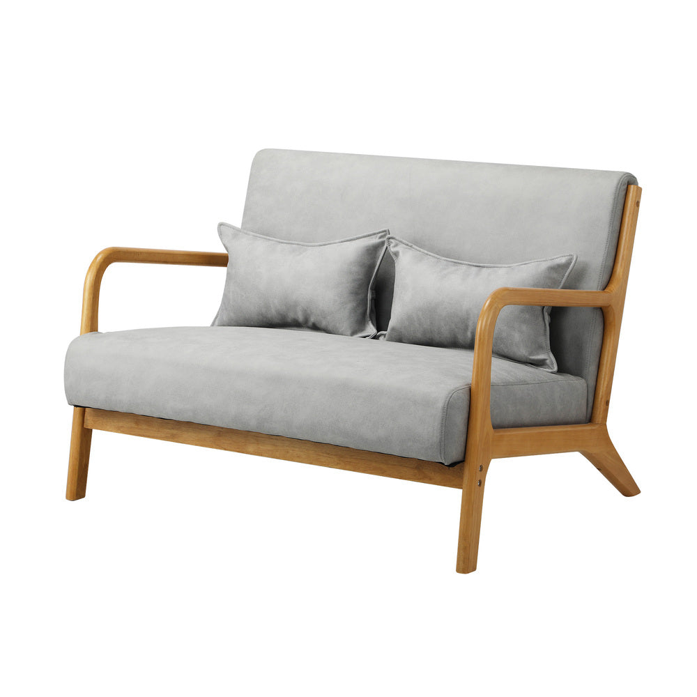 3PCS Armchair Lounge set 1/2 Seater 2 Pillows Fabric Grey