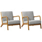2X Armchair Lounge Chair Couches Sofa Wood Light Grey