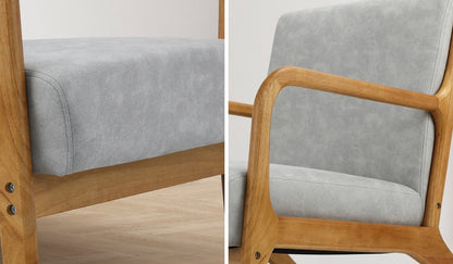 2X Armchair Lounge Chair Couches Sofa Wood Light Grey