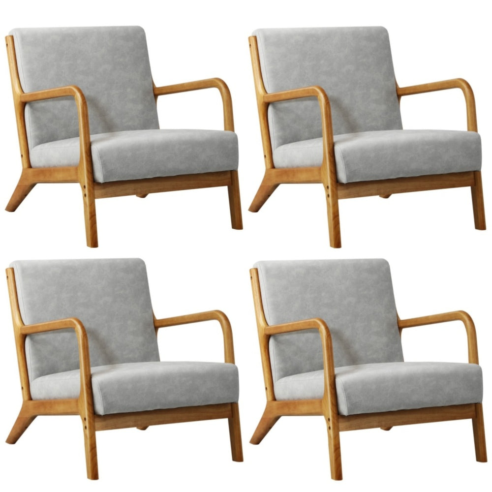 4X Armchair Lounge Chair Couches Sofa Wood Light Grey