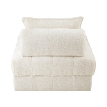 1-4 Seater Boucle Modular Sofa Lounge Chair Armless White