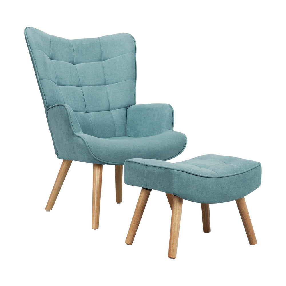 Armchair Lounge Chair Ottoman Accent Armchairs Fabric Sofa Chairs Blue