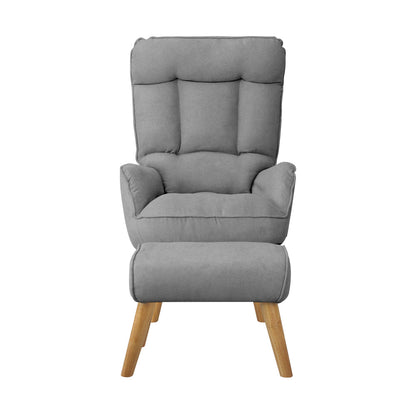 Armchair wit Stool, Home Lounge with 360 Swivel Seat and 145 Recline Grey