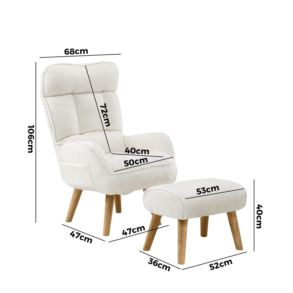 4X 360 Swivel Recliner Armchair Lounge with Stool Sherpa
