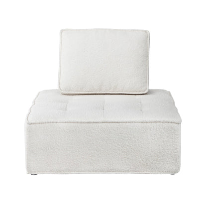 1PC Modular Sofa Lounge Chair Armless Adjustable Back Sherpa White