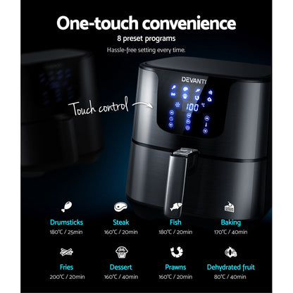 Air Fryer 7L Lcd Fryers Black