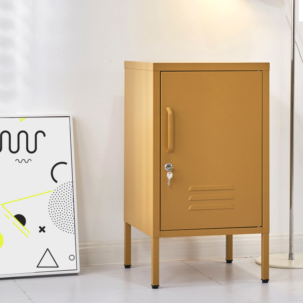 Bold Yellow Metal Bedside Table
