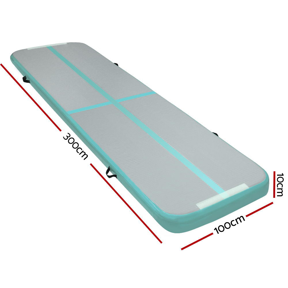3M X 1M Air Track Mat Gymnastic Tumbling Mint Green And Grey