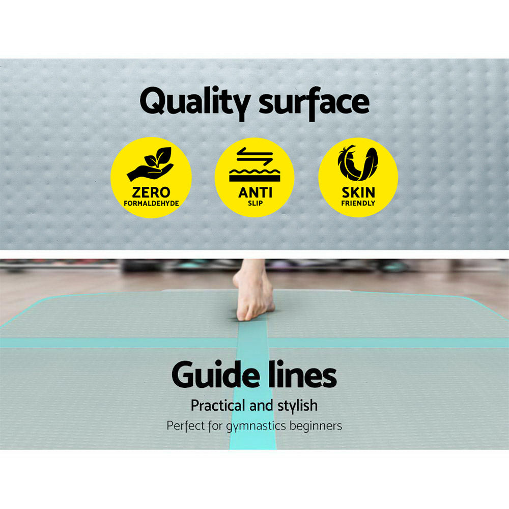 3M X 1M Air Track Mat Gymnastic Tumbling Mint Green And Grey