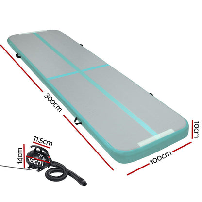Gofun 3X1M Inflatable Air Track Mat With Pump Tumbling Gymnastics Green