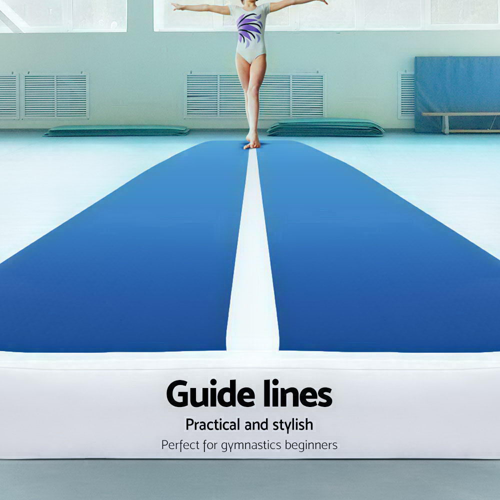 4M X 1M Inflatable Air Track Mat 20Cm Thick Gymnastic Tumbling Blue And White