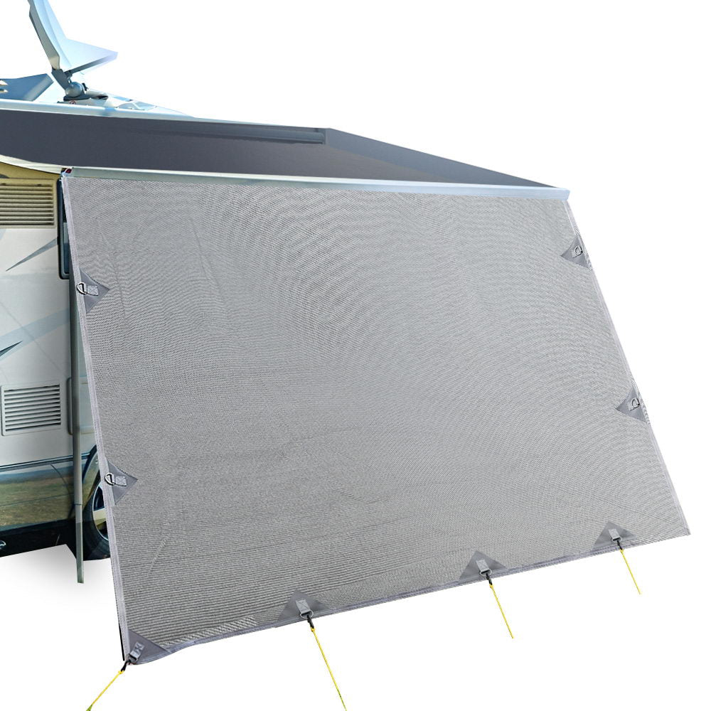 Caravan Privacy Screen 4X1.95M End Wall Side Sun Shade, Grey