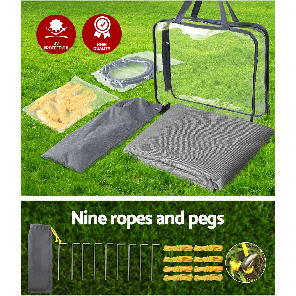 Caravan Privacy Screen 4X1.95M End Wall Side Sun Shade, Grey