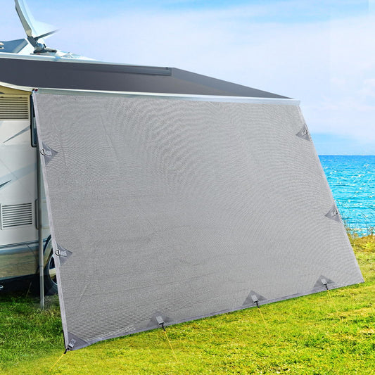 Caravan Privacy Screen 4X1.95M End Wall Side Sun Shade, Grey