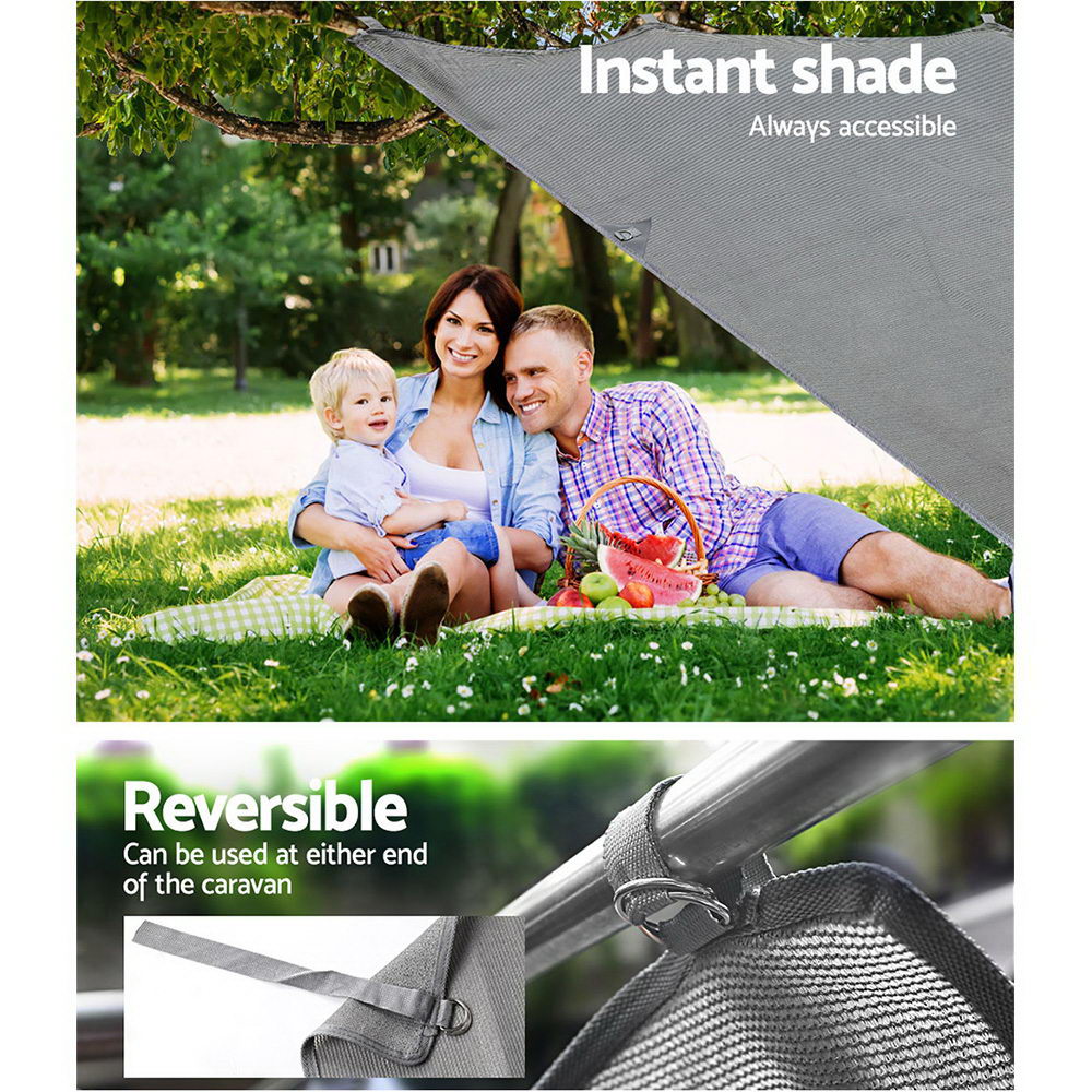 Caravan Privacy Screen 1.95X2.2M Sun Shade End Wall Side, Grey