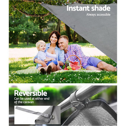 Caravan Privacy Screen 1.95X2.2M Sun Shade End Wall Side, Grey