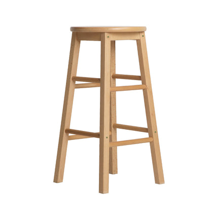 2X Bar Stools Round Chairs Wooden Nature