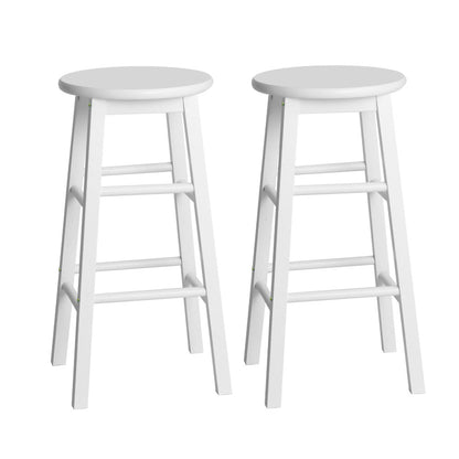2X Bar Stools Round Chairs Wooden White