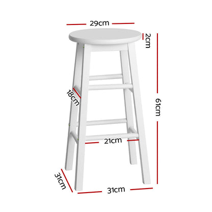 2X Bar Stools Round Chairs Wooden White