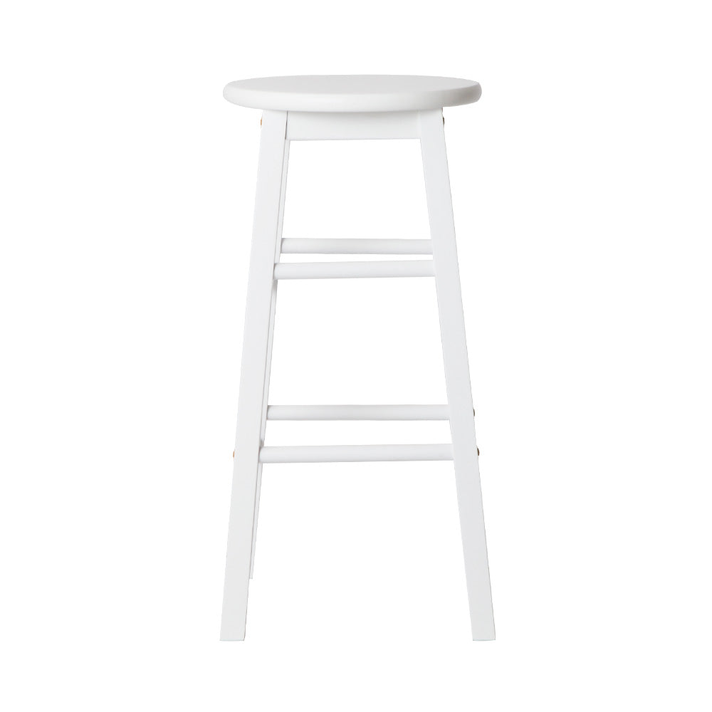 2X Bar Stools Round Chairs Wooden White