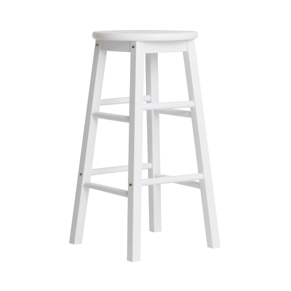 2X Bar Stools Round Chairs Wooden White