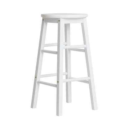 2X Bar Stools Round Chairs Wooden White