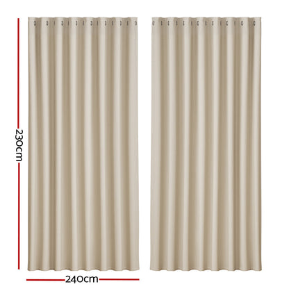 2X Blockout Curtains Blackout Window Curtain Eyelet 240x230cm